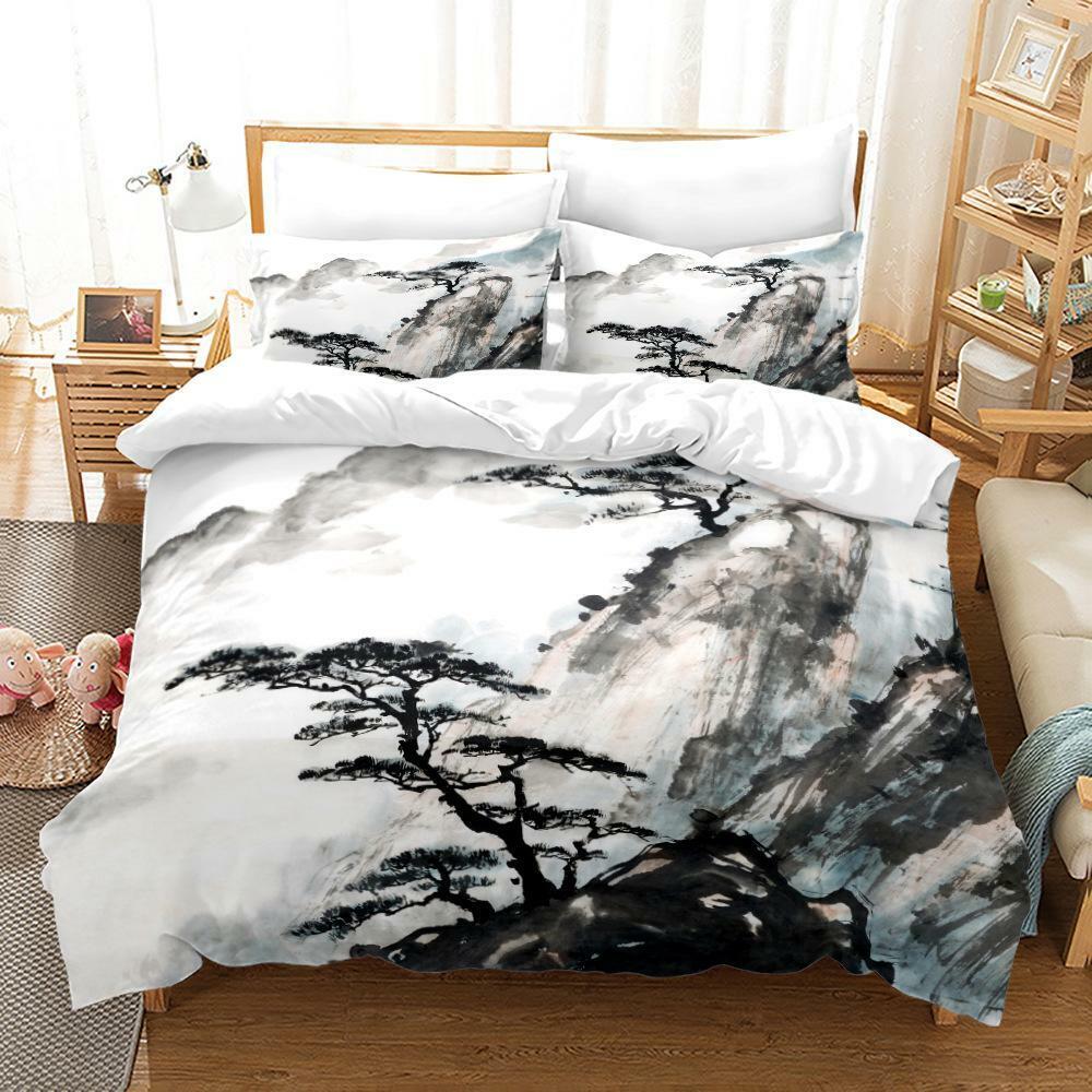 Ink Painting Doona Quilt Duvet Cover Set Pillowcase Single Double Queen Size Bed