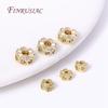 2 Sizes 18K Gold Plated Brass With Zircon Wheels Beads Spacer Beads, High Quality Round Beads DIY Beading Jewelry Accessories