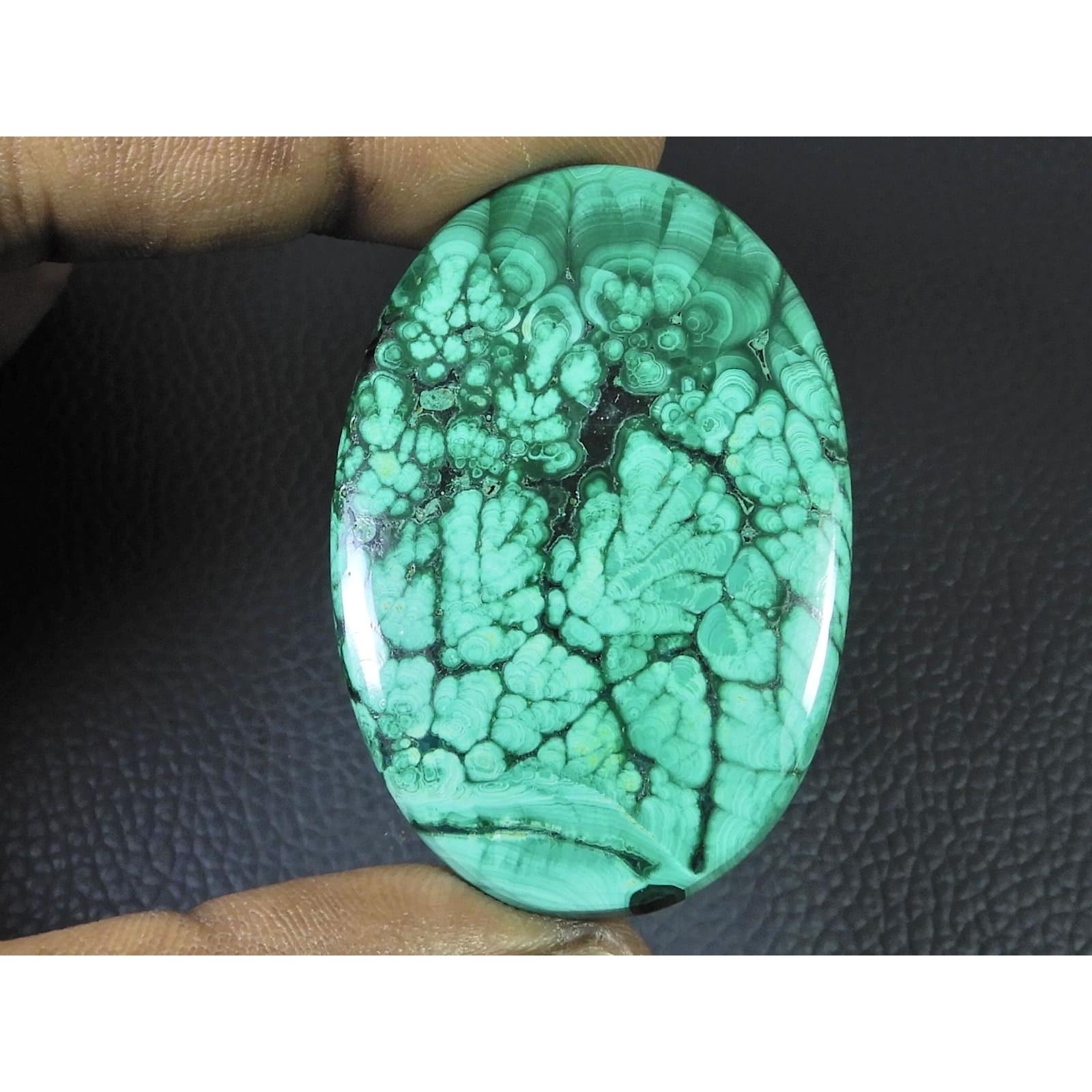 33X51X4MM Natural Malachite Flower Design Oval Cabochon Loose Gemstone108Cts D-503