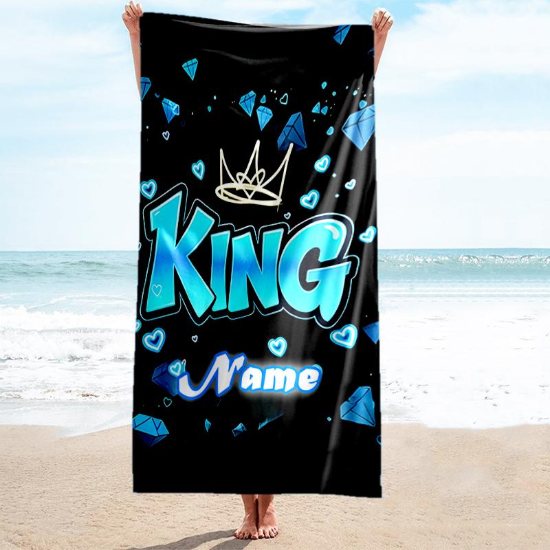 1PC Custom Name Diamonds" Beach Towel Highly Absorbent And Sand-Resistant Towel for Swimming, Pool, Yoga, And Travel Lightweight