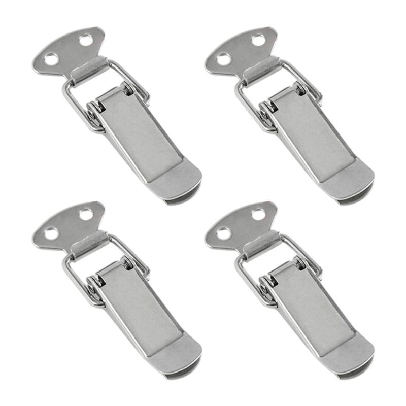 

4 шт. Защелки для ящиков с простой установкой, нержавеющие металлические застежки, подпружиненные защелки, набор для ящиков для инструментов small