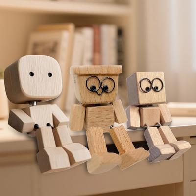 Wackelnde Holzmann-Statue Handgefertigte Wackelnde Füße Holzpuppe Für Zuhause
