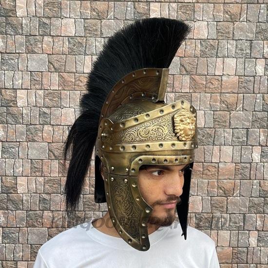 Medieval Roman Centurion Design Engraved Helmet Queen s Guard Helmet with Display Stand