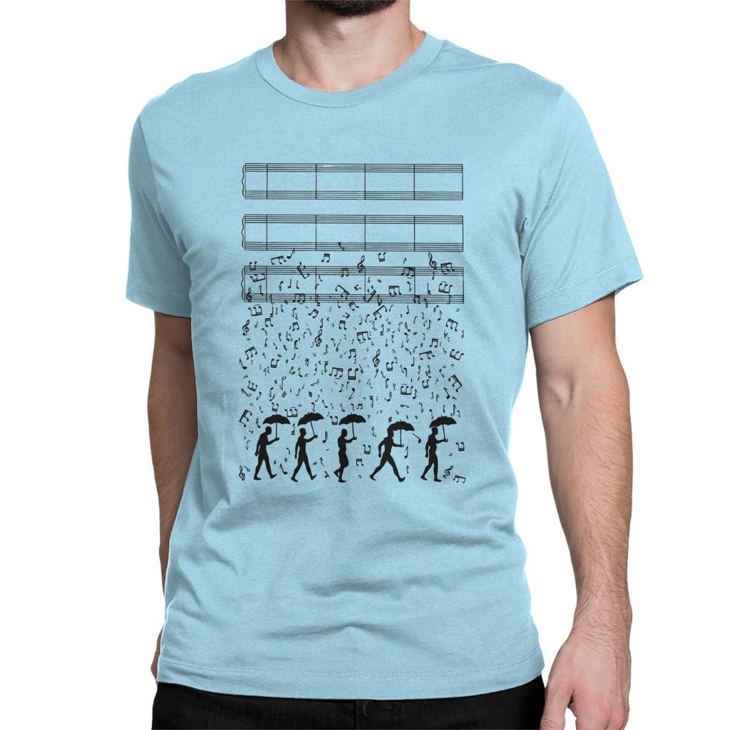 Funny Singing In The Raaaain T Shirt Men Crew Neck T Shirt Piano Music Musician Pianist
