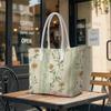 Vintage Floral Striped Shoulder Tote Bag Daily Casual Large Capacity Women Handbag for Outdoor Travel Commute