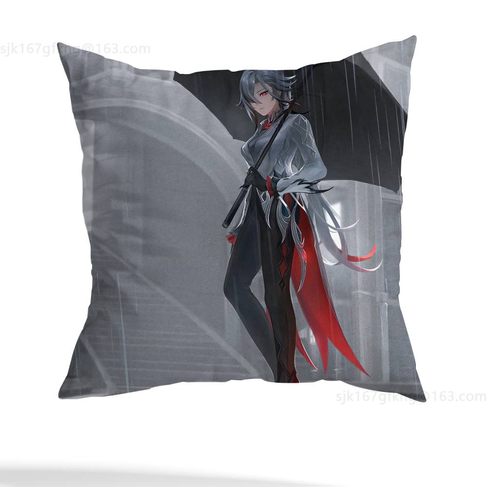 Arlecchino Genshin Impact Kissenbezug Milbenabweisender Kissenbezug Unsichtbarer Reißverschluss Seidig kurzer Plüsch Sofakissenbezug