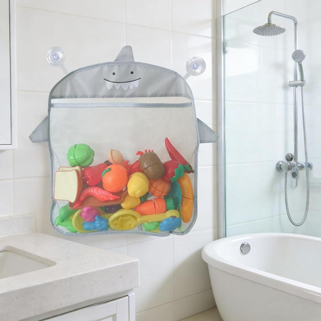 Animal Mesh Bath Toy Organizer with Suction Cups Bathtub Toy Holder Storage Basket Baby Multi-use Net Bags Bathroom Shower Caddy