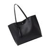 Women Tote Bag Large Capacity Black Simple Trendy PU Handbag Practical Tote Shoulder Bag Black Free Size