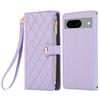 For Google Pixel 8a Case Multi Card Slots Zipper Rhombus Leather Phone Cover with Wrist Strap