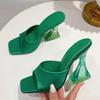 2024 Women's High Heel Slippers: European & American Summer Style, Square Toe Sandals, Sizes 40-43