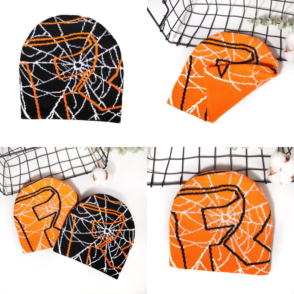 Spider Web Fashion Pattern Neutral Casual Warm Knitted Hat For Autumn Winter And