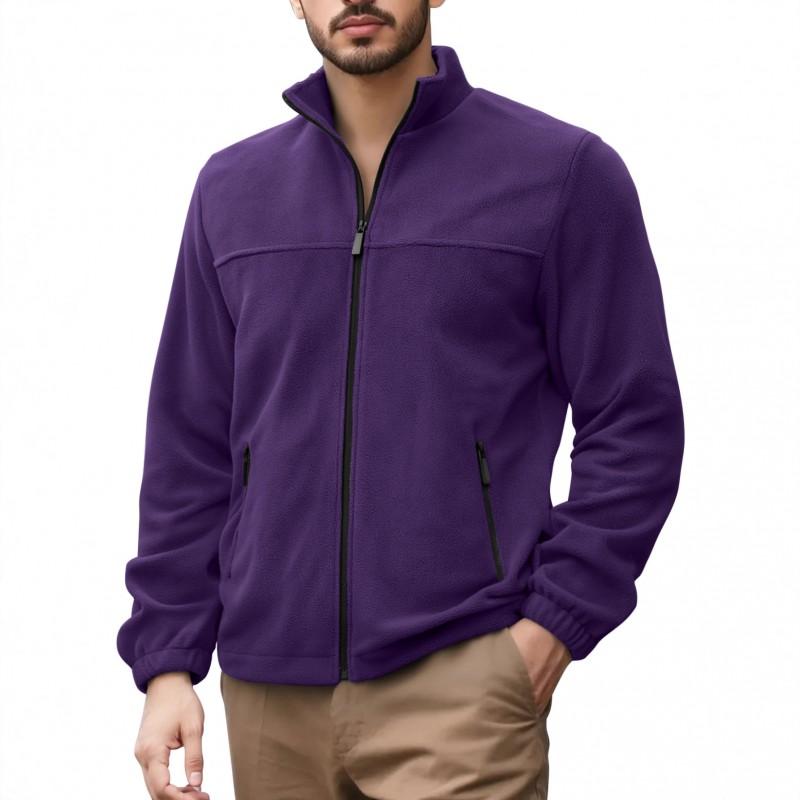 Mens Fleece Jacket With Stand Collar Zipper Casual Outdoor Wear Lightweight Warm Midweight Outerwear