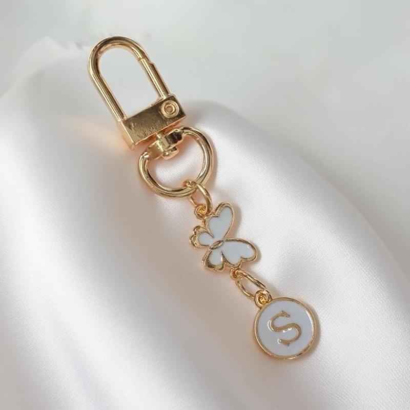 Metalowy Brelok z Literą Motyla A-Z 26 Liter Brelok Urok Uchwyt na Klucze Samochodowe Zawieszka do Torby Akcesoria Biżuteria Prezent