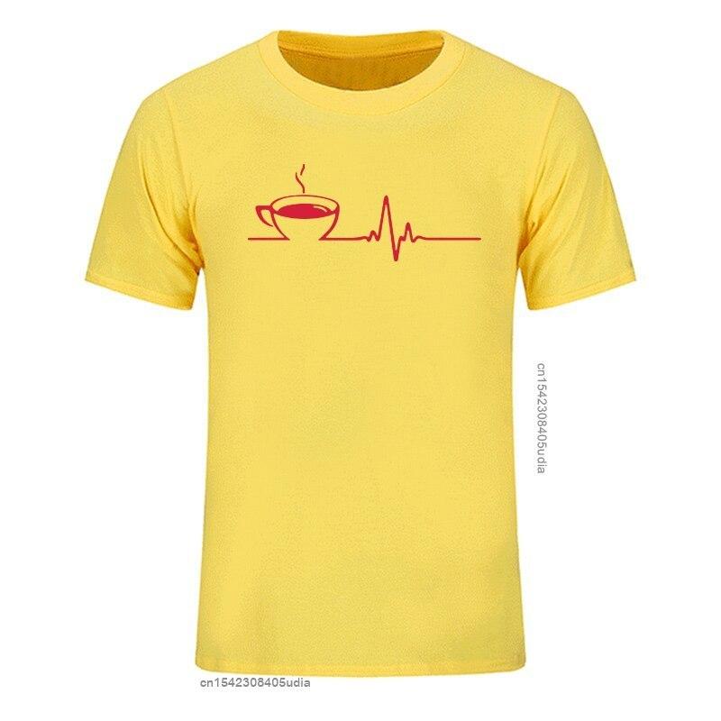 T Shirt Brand Men Short Sleeve Round Collar Coffee Heartbeat Camisas Casual The Funny Tshirt Printing T Shirts