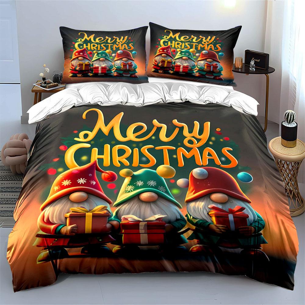 Gnomes Holding Gift Boxes. Bedding Sets Duvet Cover Sets Duvet Covers Pillowcases(1* Duvet Cover 2* Pillowcases Without Duvet Insert)