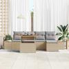 Garden Dining Set with Cushions 6 pcs Beige and Grey