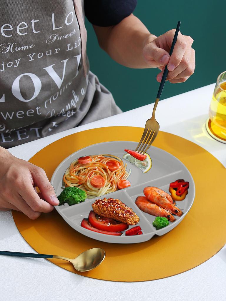 Plastic Dinner Dishes Round Divided Plates Microwave Safe Dessert Fruit Salad Serving Tray Kitchen Dinnerware Food Tray