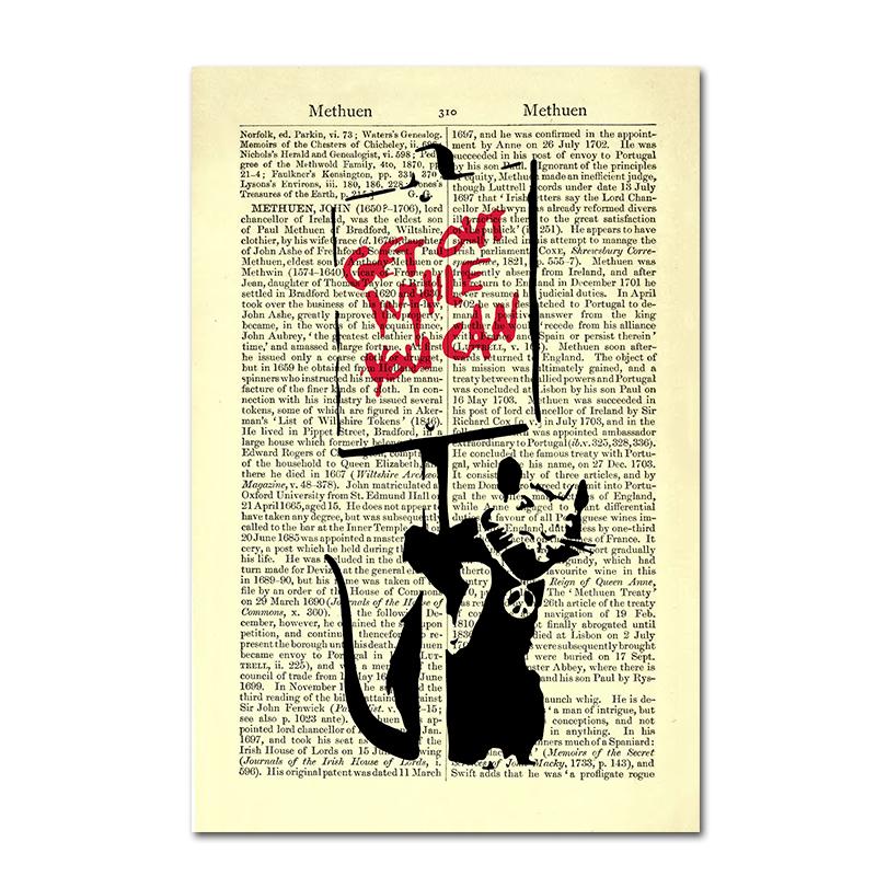 Kreative Zeichnung Vintage Zeitung Wörterbuch Poster und Drucke moderne minimalistische Stil Wand Kunst Leinwand Malerei Home Room Decor