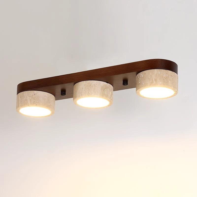 Yellow Travertine LED Ceiling Light - Mid-Century Wabi-Sabi Cream Style for Hallway and Entrance.
