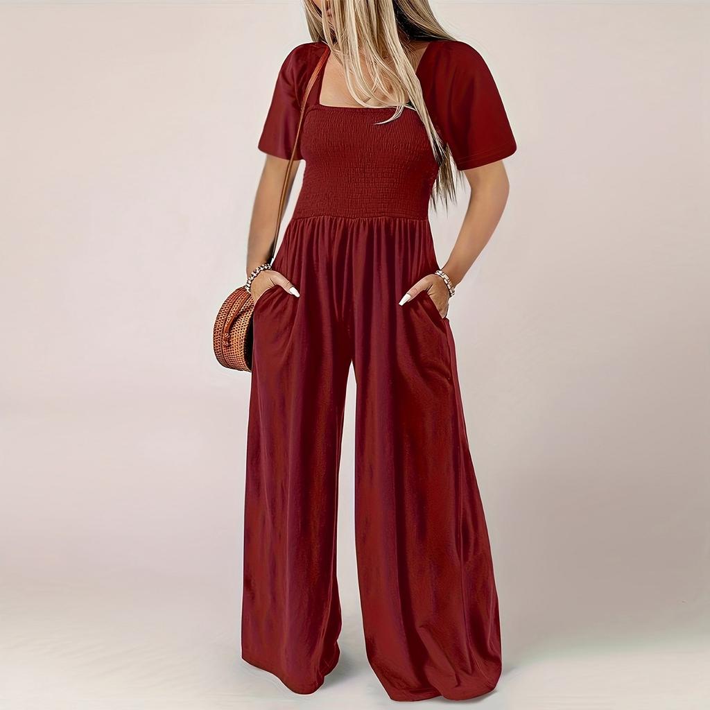 Damen Locker Lässig Bequem Große Größe Jumpsuit Sommer Mode Kurzärmliger Jumpsuit