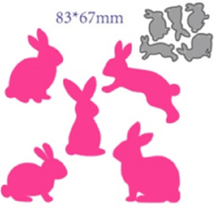 DIY 5 velikonočních zajíčků kovové vykrajovátka embosovací forma DIY scrapbooking album papírové řemeslo karty děrovačka šablona