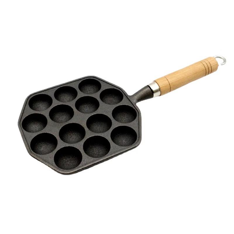 Cast Iron Takoyaki Pan with Wooden Handle