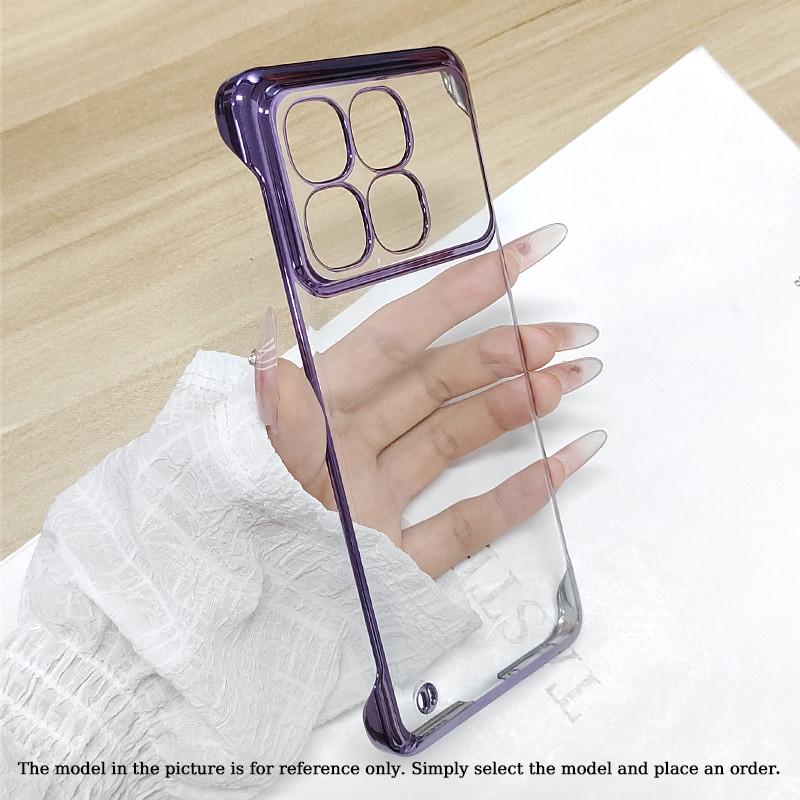 Plating Frameless Transparent Phone Case For Xiaomi Redmi K80 Pro Champion Shockproof Bumper Colorful Hard Shell Protective Back Cover