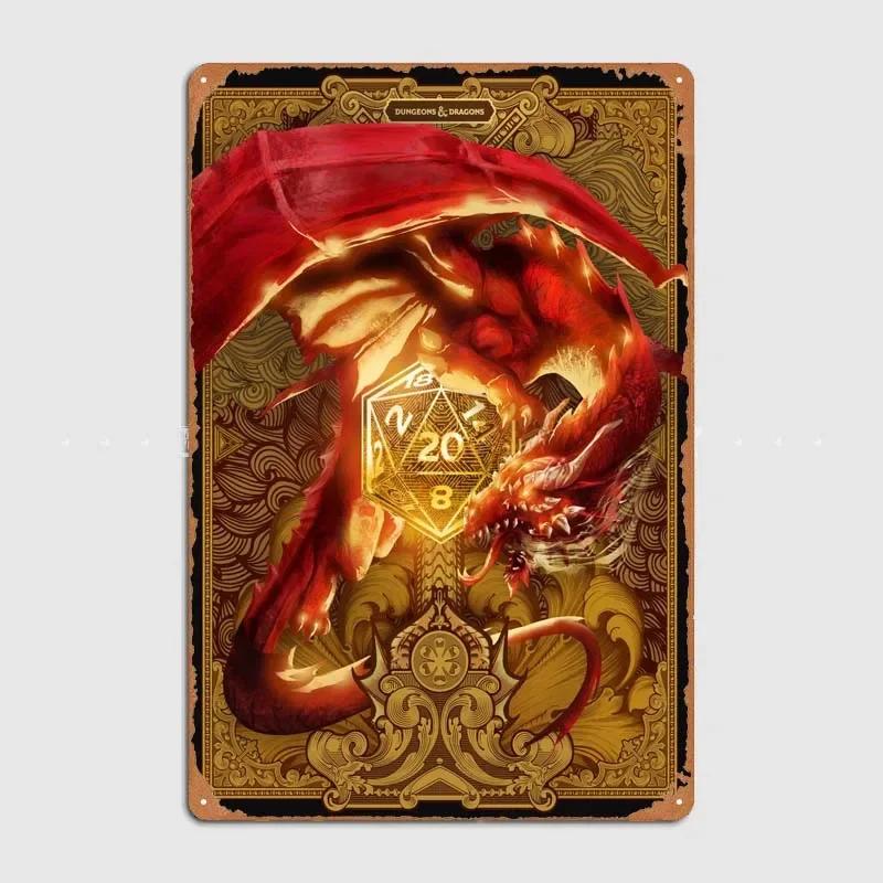 D-Dungeons And Dragons Posters Bedroom Decoration Game Signs Wall Art Vintage Metal Tin Sign for Gamer Room Wall Decoration Home