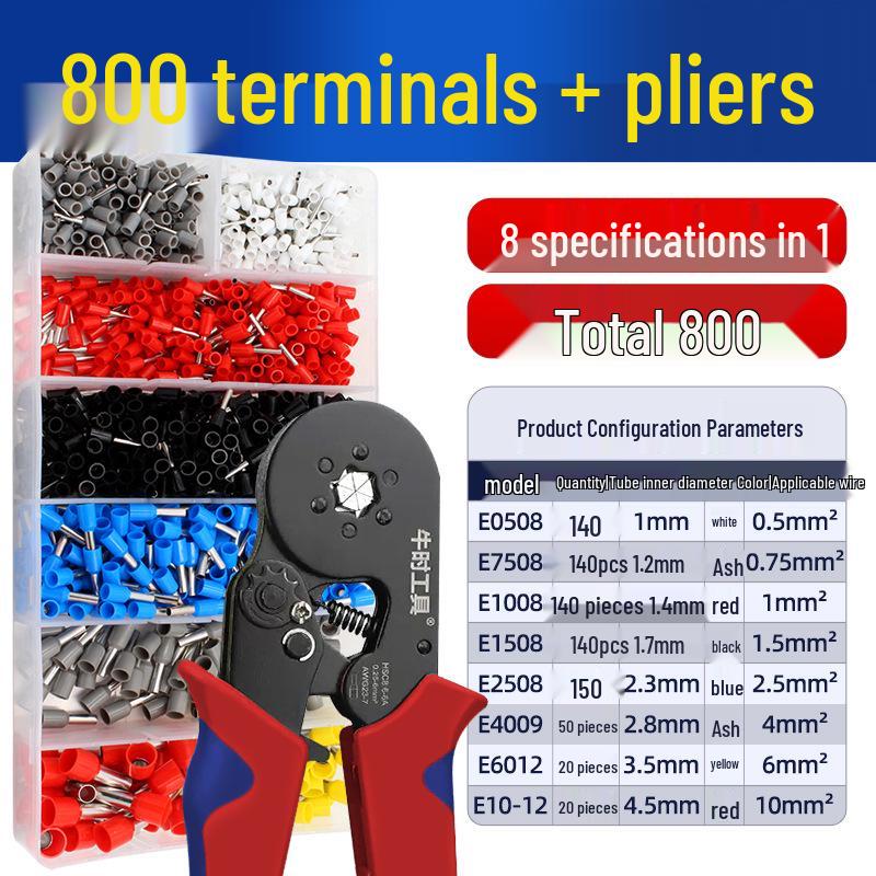 Electrician's Quad-Sided Crimping Pliers for Cold Press Copper and Wire Lugs, Terminals.