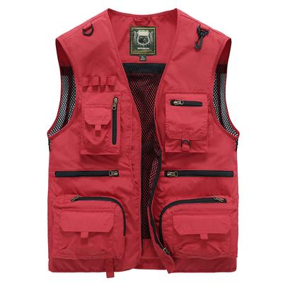 Plus Size Men's Spring Summer Outdoor Work Vest Sleeveless Jacket Multi-Pocket Gilet Fishing Photography Waistcoat