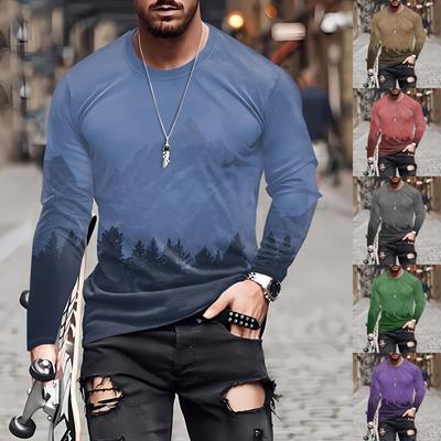 Men's T Shirt O-Neck Clothing Apparel Outdoor Long Sleeve Print Fashion Designer Vintage
