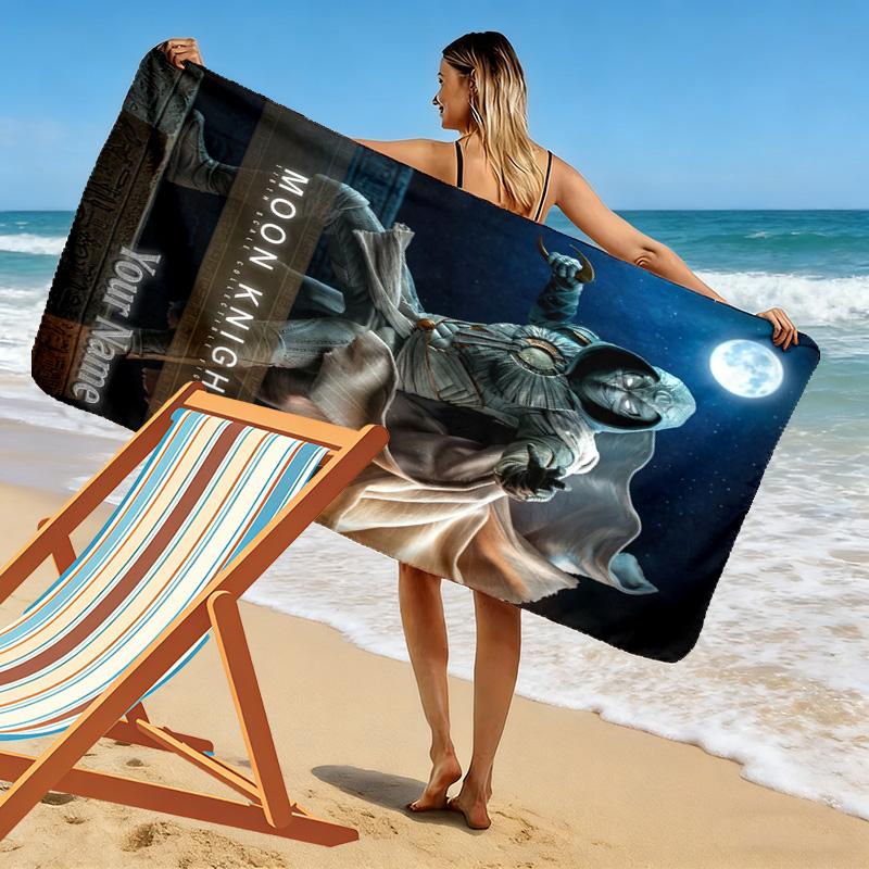 Name Custom Moonknight Print Beach Towel, Large Soft Quick Dry Towel for Beach Camping Swimming