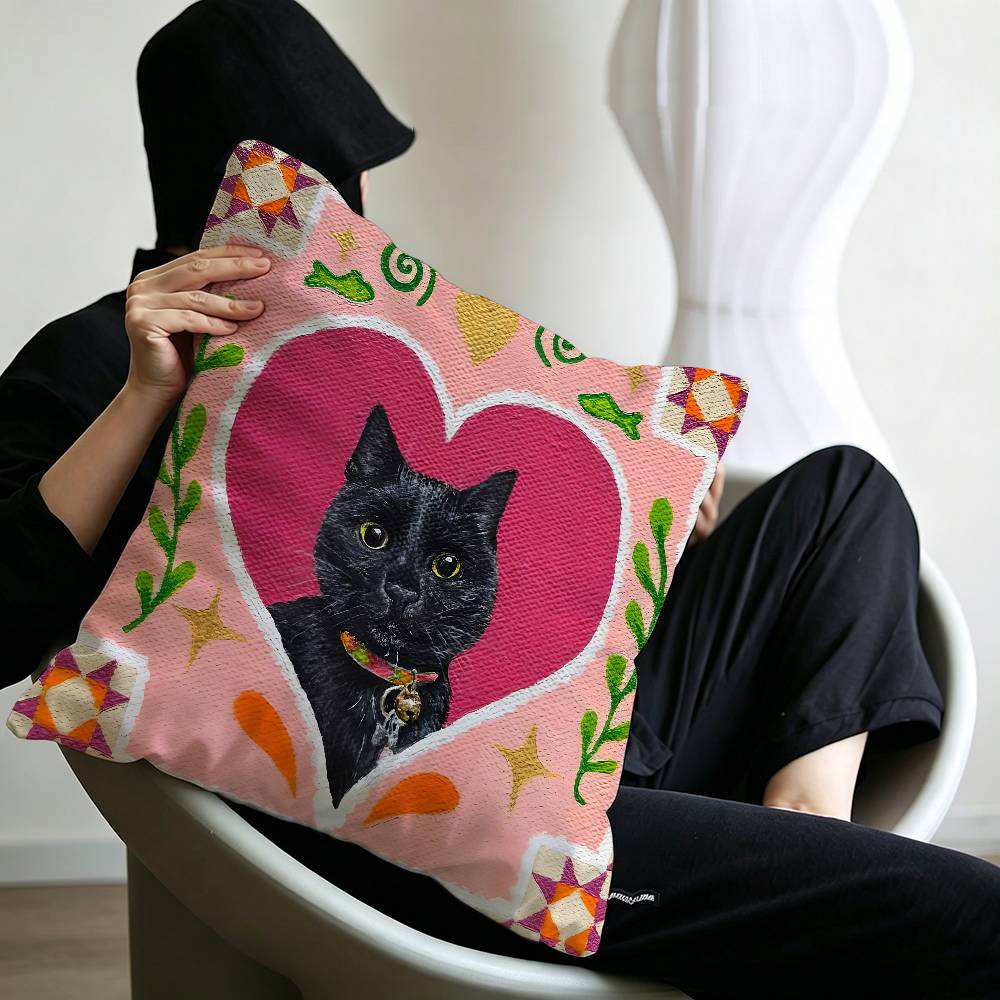 Cute caroon cat portrait photo frame fashion art Cushion Cover Polyester Sofa Cushions Throw Pillows Home Decoration Pillowcover