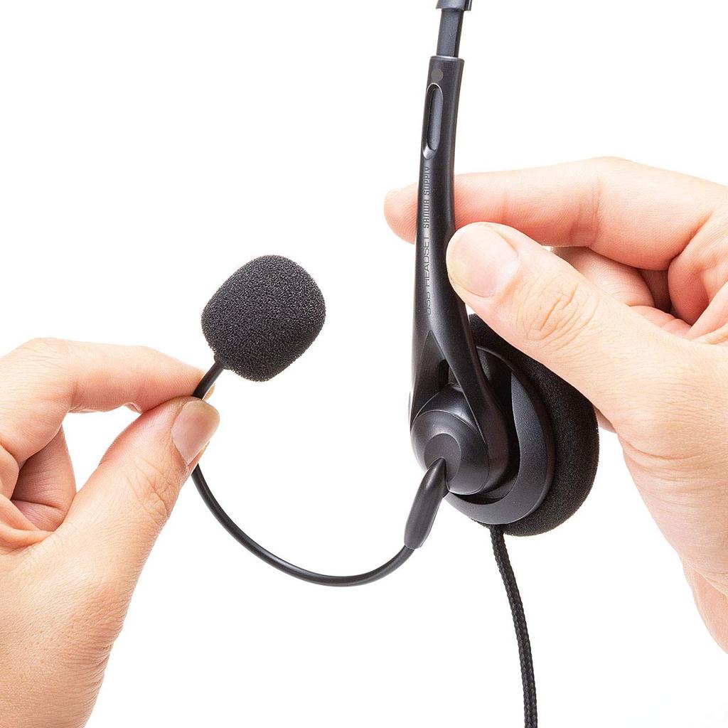 Sanwa Supply USB Cable for Skype Headset, Omnidirectional, Fabric-Coated Durability, Compatible, MM-HSU09BK