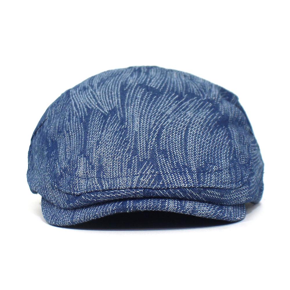 Fashion Cotton Jacquard Denim Beret British Vintage Versatile Forward-Facing Cap Striped Duckbill Cap Men's Trendy
