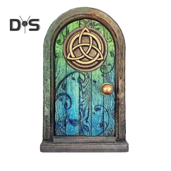 

улица. День Святого Патрика Сказочное украшение на дверь для внутреннего и наружного сада Деревянный миниатюрный гном Эльфийские ворота Сказочный мир Стена ствол дерева Крошечное украшение на дверь A