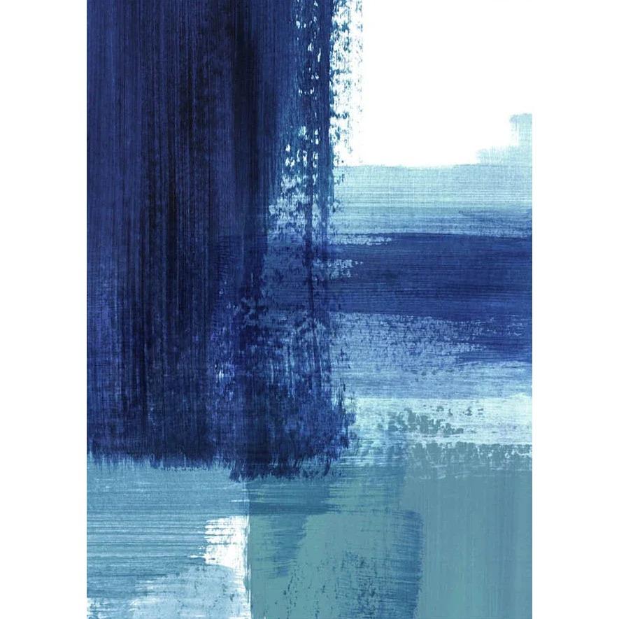 

Teal and Navy Blue Brush Strokes Abstract Artwork Posters Print Canvas Painting Modern Wall Art Picture for Living Room Decor 30x45cm No Frame