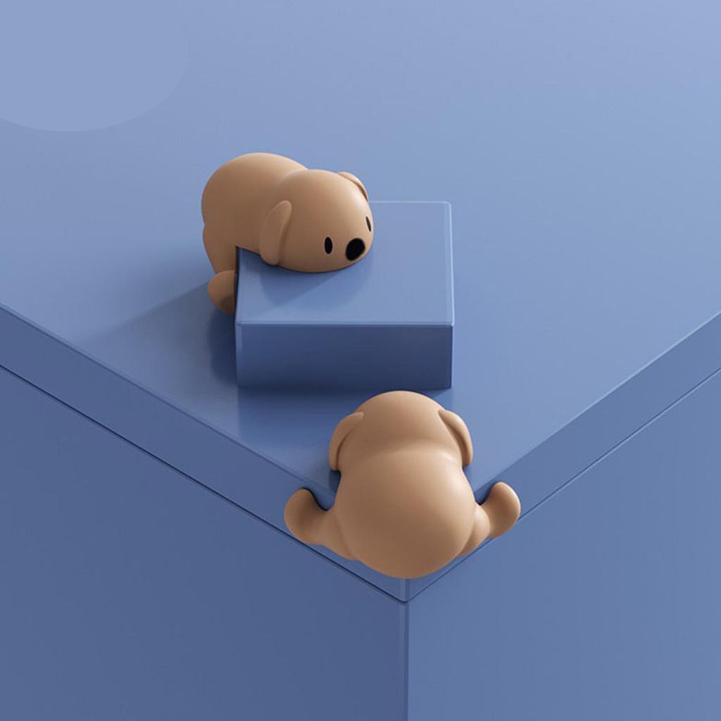 4PCS Corner Protector Silicone Corner Guard Cartoon Puppy Baby Proofing Back Adhesive Edge Bumper