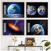 Meteorit-Wandbilder für Wohnzimmer-Dekoration, Galaxie, Sterne, Astronaut, Planet, Loch, Weltraum, Poster und Prins, Universum, Erde