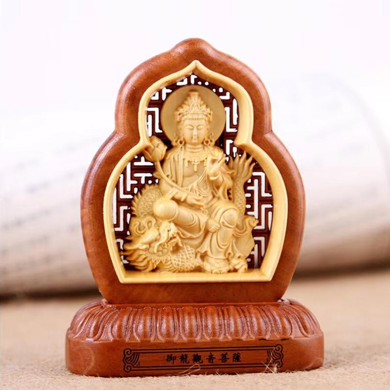 Wooden carving Guanyin-kylin sculptures and figurines  high-quality Home, Room, Office, Car Wealth Luck Feng Shui Decor