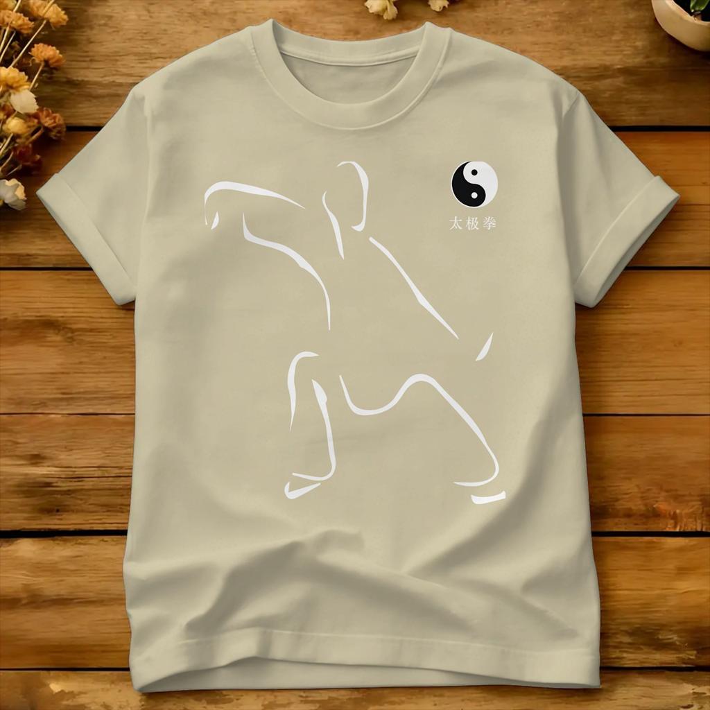 Tai Chi Yin Yang Goldenes T-Shirt Sommer Trendige T-Shirts Baumwolle Rundhals Übergroße Kleidung Kurzärmeliges Ästhetisches T-Shirt