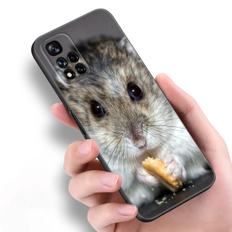 Χαριτωμένη όμορφη μαύρη θήκη σιλικόνης για κατοικίδιο χάμστερ για Xiaomi POCO X3 X4 NFC F5 M3 M4 M6 X5 X6 Pro F3 F4 GT 5G C55 C65 M5