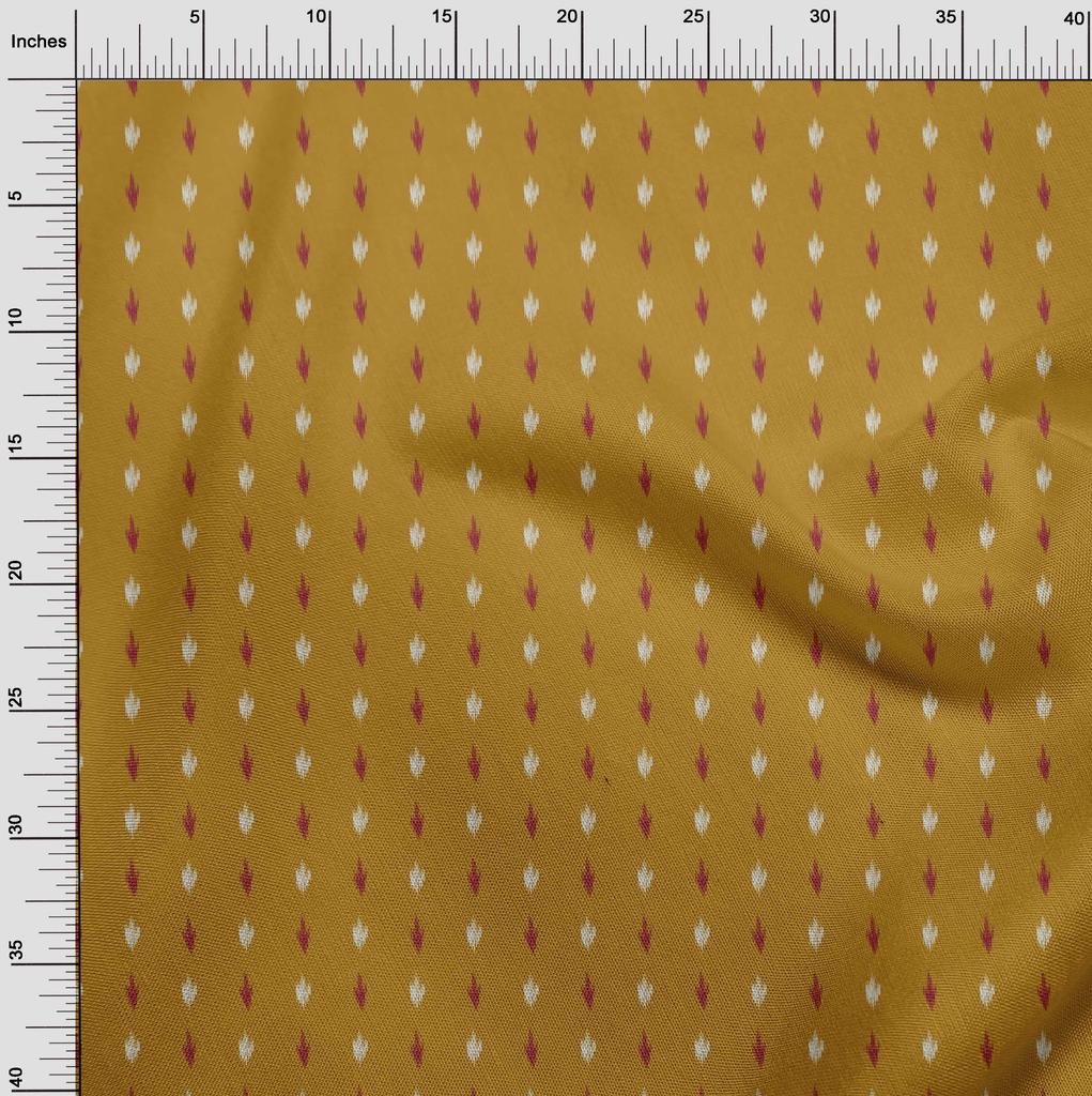 oneOone Cotton Flex Dark Mustard Fabric Small Motif Ikat Sewing Craft Projects Fabric Prints By Yard 40 Inch