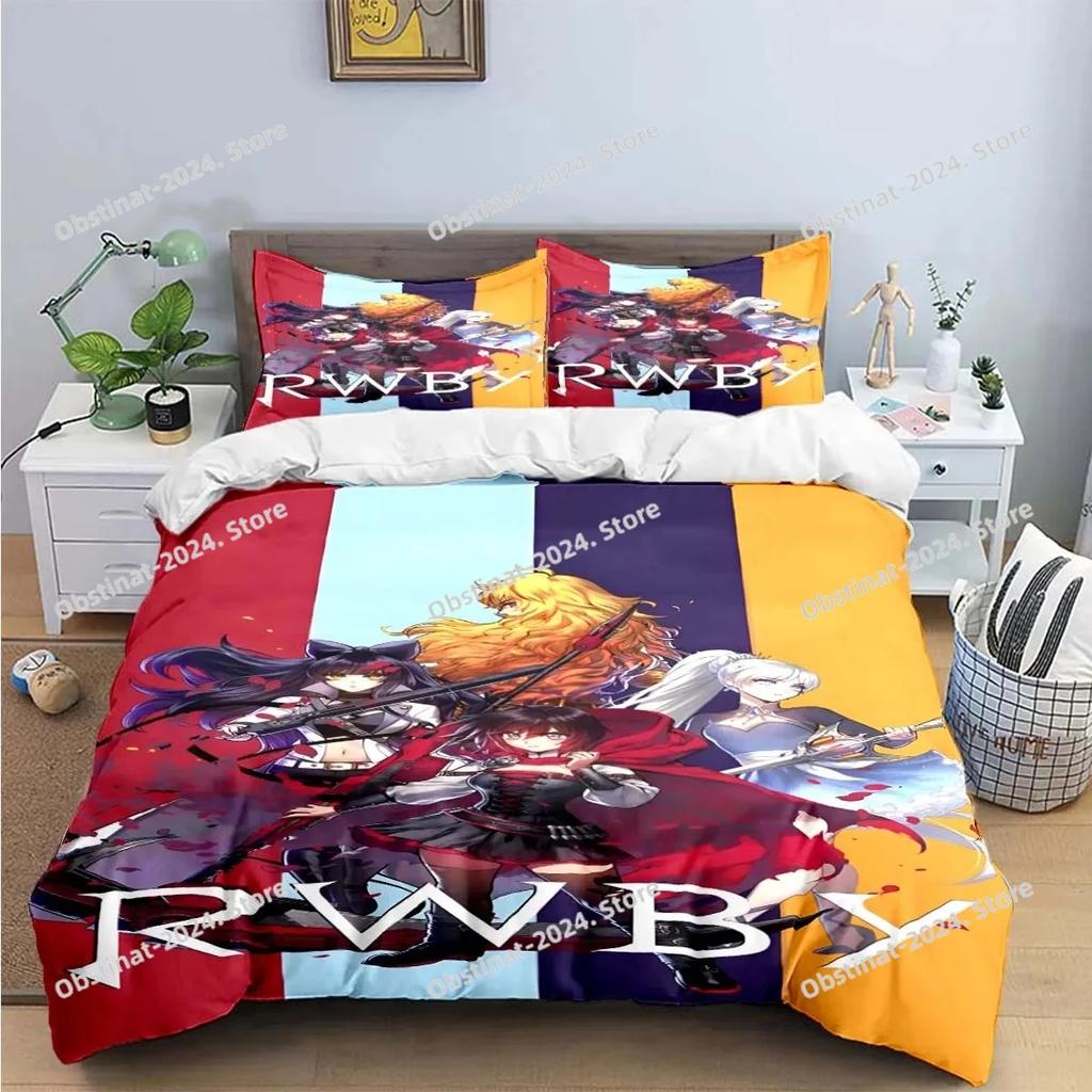 3D Fashion Cartoon R-RWBY Bedding Set Printed Bed Set With Pillowcase Bed Duvet Cover Soft Single Double Queen Super King Size