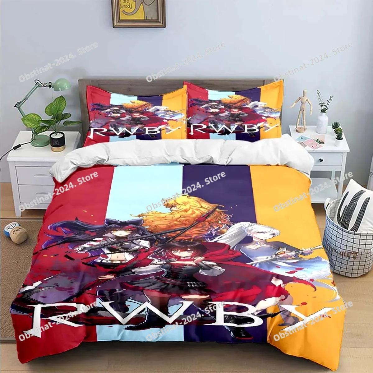 

Comforter 3D Fashion Cartoon R-Rwby Bedding Set Printed Bed Set With Bed Soft Single Double Queen Super King Size Comforter (quilt)-EU Single(135*200cm)3pcs