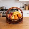 Wood Fruit Basket with Heart-Shaped Partition Hand-Carved Decorative Serving Tray for Fruits Nuts Snacks Multifunctional Home Decor