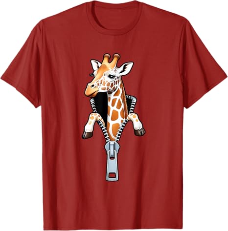 Giraffe Emerging From A Zipper TShirt Cute Giraffe Emerging From A Zipper Funny Animal Y2k Design Graphic Tee Top Novelty Gift S