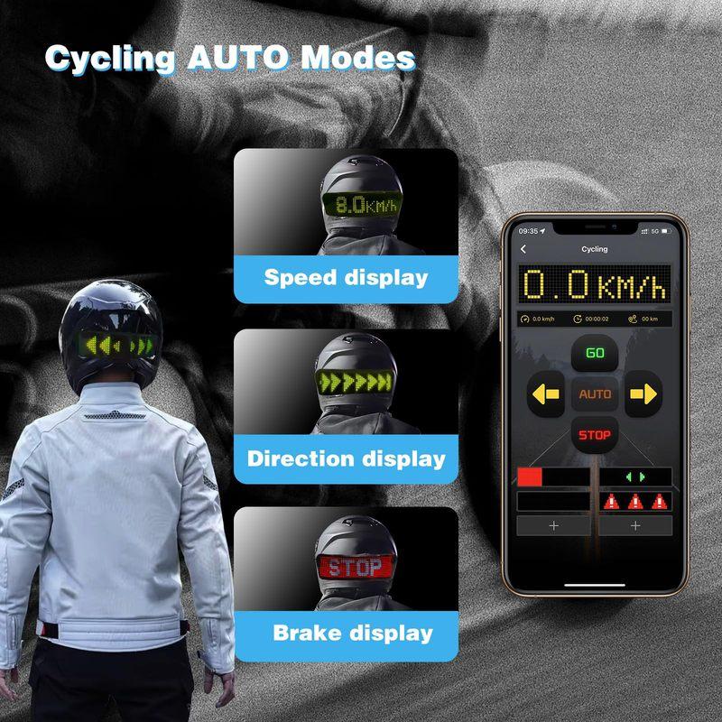 LED displej na helmu, Zadní světlo na motocyklovou helmu, Výstražné světlo na helmu, Moto doplňky