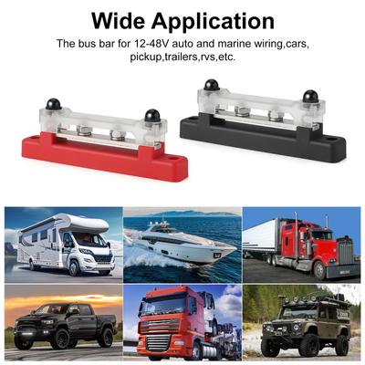 4 Post Power Distribution Block Bus Bar with Cover 48V 150A Marine Automotive and Solar Wiring M6 (1/4'')