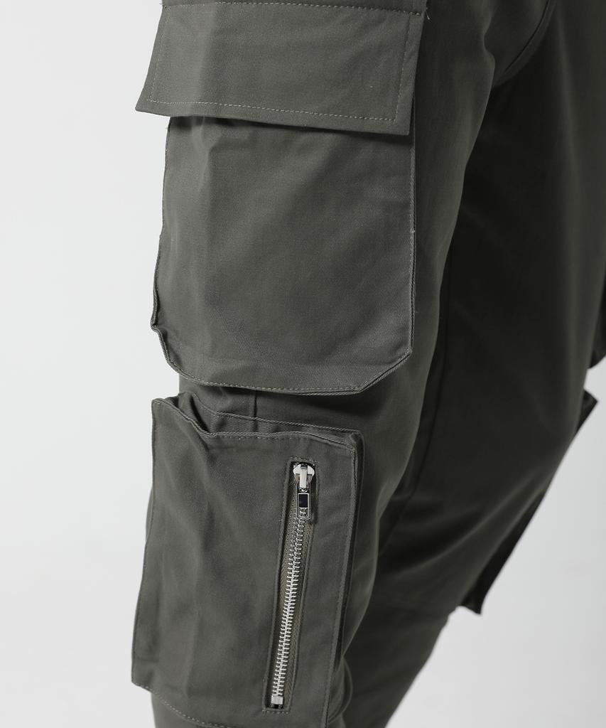 Jikeulib Elastic Waist Flap-To-Pocket Stretch Jogger Pants
